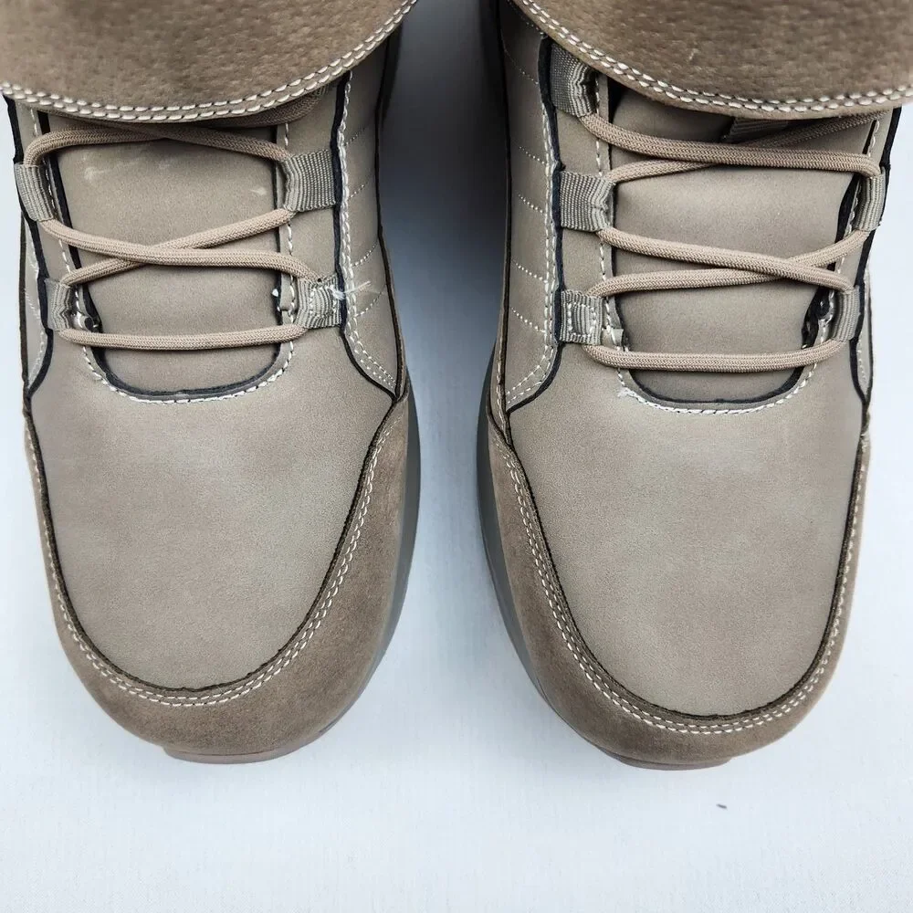 FitVille CozyCore V12 Winter Boots Mens 11W Roomy Brown Faux Fur Hook & Loop NWT